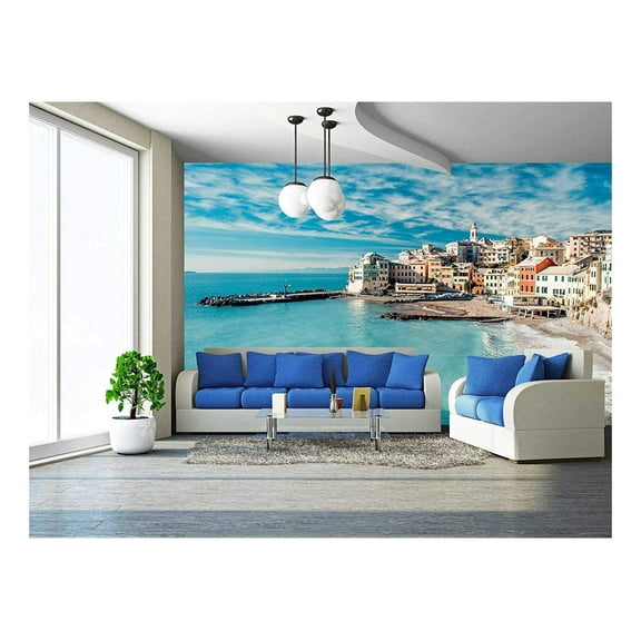 wall26 - View of Bogliasco. Bogliasco is a Ancient Fishing Village in Italy - Removable Wall Mural | Self-Adhesive Large Wallpaper - 66x96 inches
