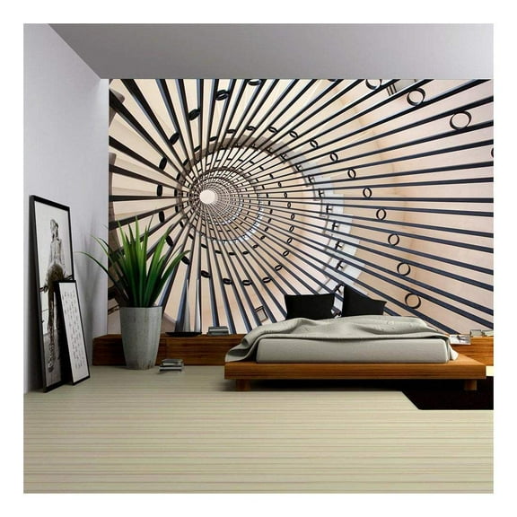wall26 - View of a Spiral Staircase - Removable Wall Mural | Self-Adhesive Large Wallpaper - 100x144 inches