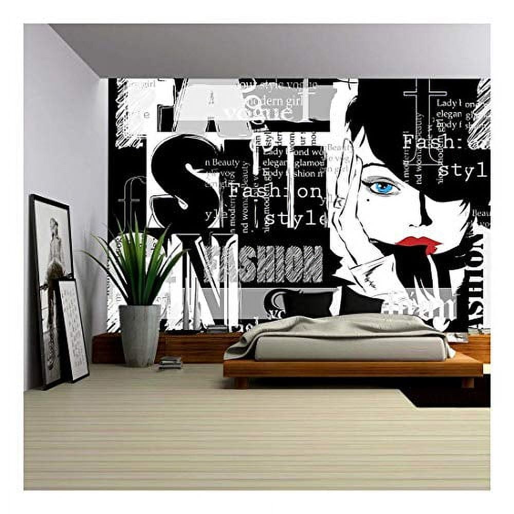 Wall26 - Musical Grunge with Spray Background - Removable Wall Mural | Self-Adhesive Large Wallpaper - 100x144 Inches, Size: 100 x 144