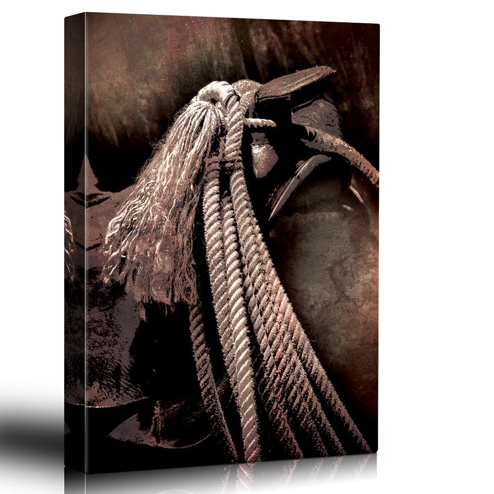 wall26 - Vintage Styled Close Up of The Ropes on a Saddle - Canvas Art ...