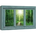 thumbnail image 1 of wall26 - Vintage Teal Window Looking Out Into a Green Forest and The Sun - Canvas Art Home Art - 32"x48", 1 of 5