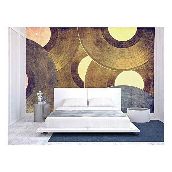 wall26 - Vinyl Records Music Background - Removable Wall Mural | Self-Adhesive Large Wallpaper - 100x144 inches