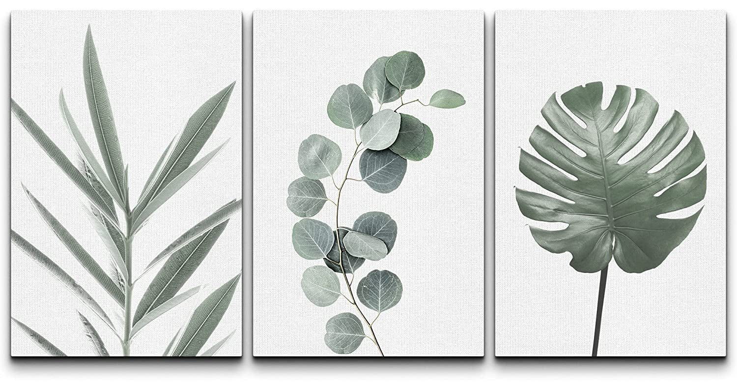 Modern Geometric Monstera Leaf Canvas Art Set - 16" x 24"