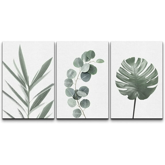 wall26 Wall Art Print Set Monstera Leaf and Jungle Plant Variety Wilderness Nature Illustrations Modern Art Rustic Closeup Colorful for Living Room, Bedroom, Office - 16"x24"x3