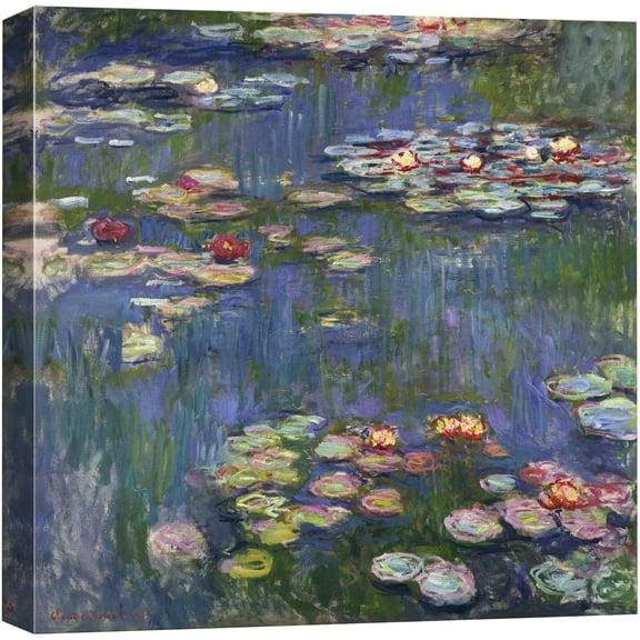 wall26 - Water Lilies by Claude Monet - Canvas Art Wall Art - 24" x 24"