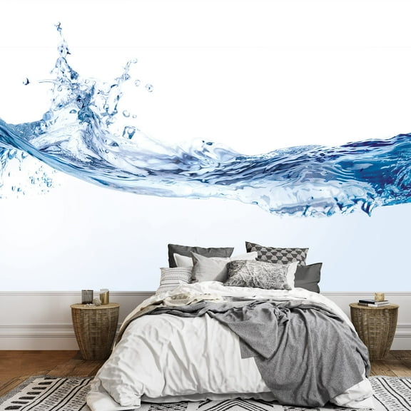 wall26 Water Splash. Close-Up of Water Splash Against White Background - Removable Wall Mural | Self-Adhesive Large Wallpaper - 66x96 inches