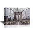 thumbnail image 1 of wall26 - Watercolor Style Canvas Wall Art - Beautiful View of Brooklyn Bridge and Cable Pattern - Gallery Wrap Modern Home Art | Ready to Hang - 32x48 inches, 1 of 3