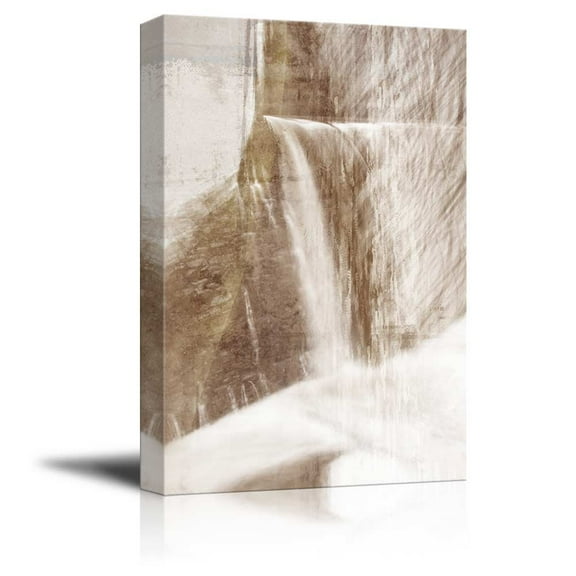 wall26 - White Abstract Stripes Going in Every Direction of a Waterfall Over a Brown Texture - Canvas Art Home Art - 32x48 inches