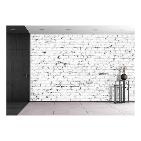 wall26 - White Brick Wall Background - Canvas Art Wall Mural Decor - 100"x144"