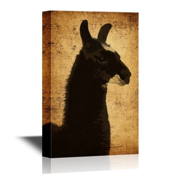 wall26 - Wild Animal Canvas Wall Art - Black Alpaca on Grunge Background - Gallery Wrap Modern Home Art | Ready to Hang - 32x48 inches