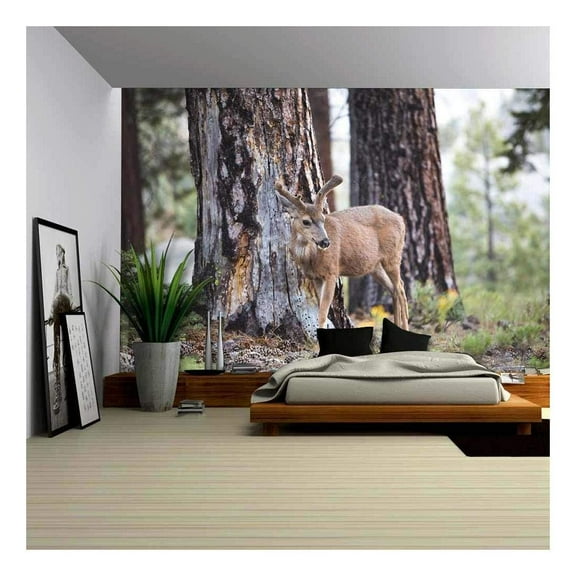 wall26 - Wild Animal of Deer in The Forest - Removable Wall Mural | Self-Adhesive Large Wallpaper - 100x144 inches