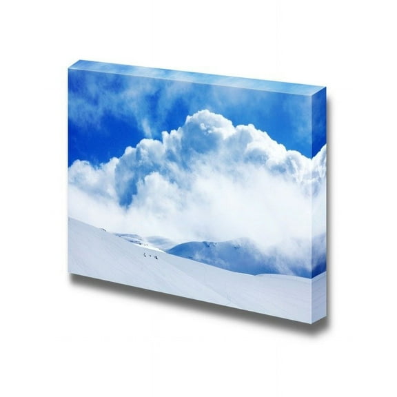 wall26 Winter Landscape of High Mountains with Snow Blizzard and Fresh Blue Sky - Canvas Art Wall Art - 24" x 36"