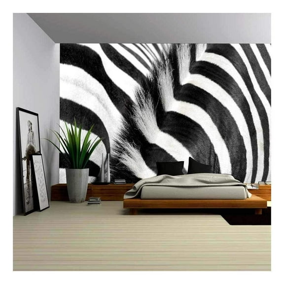 wall26 - Zebra Fur and Mane - Removable Wall Mural | Self-Adhesive Large Wallpaper - 100x144 inches