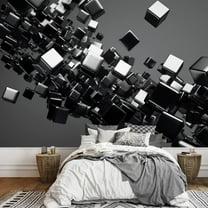 wall26 - a Black Cubes Abstract Background - Removable Wall Mural | Self-Adhesive Large Wallpaper - 66x96 inches