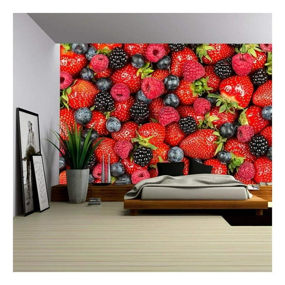 wall26 - a Variation of Berry Fruits - Removable Wall Mural | Self-Adhesive Large Wallpaper - 100x144 inches