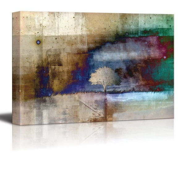 wall26 - an Abstract View of a Long Tree in a Field - Canvas Art Home Art - 12x18 inches