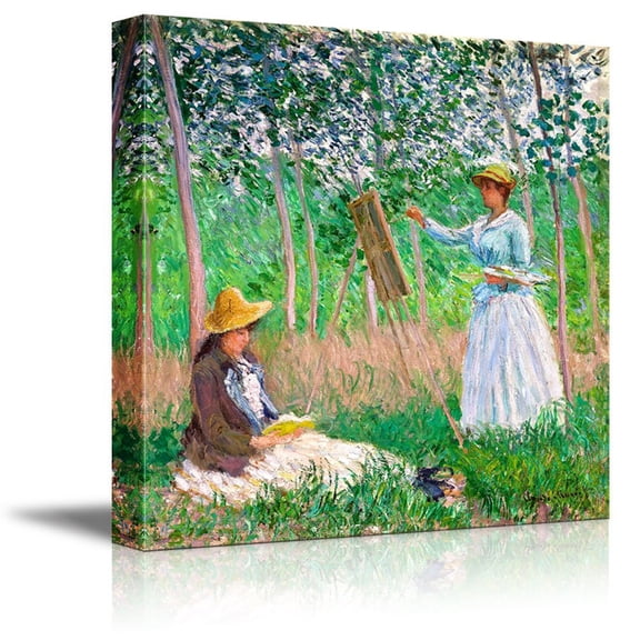 wall26 - in The Woods at Giverny by Claude Monet - Canvas Print Wall Art Famous Oil Painting Reproduction - 12" x 12"
