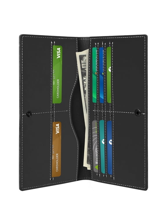 Long Wallet for Men, Real Leather Bifold RFID Stylish Mens Wallet, Slim Wallet with 8 Credit Card Holder and 2 Cash Slot, Great Gift for Family Father Husband