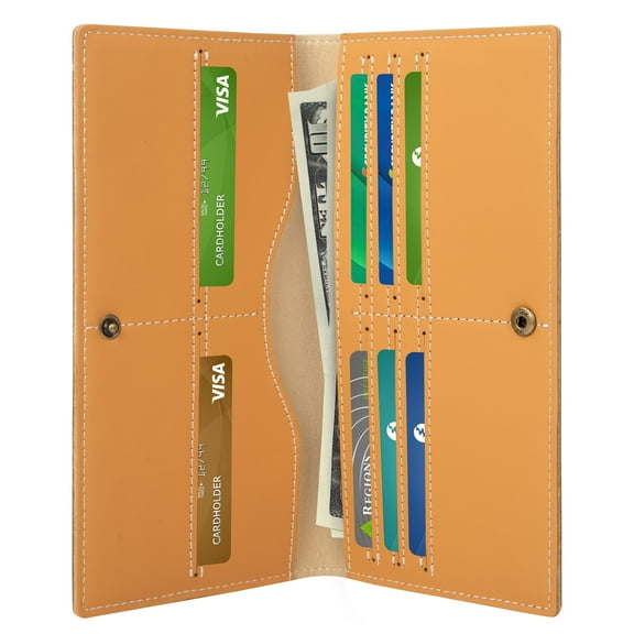 Cshidworld Wallet for Men, Real Leather Bifold RFID Stylish Long Mens Wallet, Slim Wallet with 8 Credit Card Holder and 2 Cash Slot, Great Gift for Family Father Husband