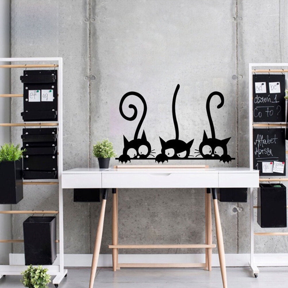 wallpaper Three Cats Sticker PVC Wall Stickers Removable Decals