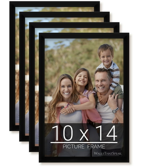 wallsthatspeak 10x14 Black Picture Frame for Puzzles Posters Photos or Artwork, Set of 4