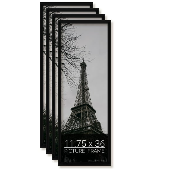 wallsthatspeak 11.75x36 Black Picture Frame for Puzzles Posters Photos or Artwork, Set of 4