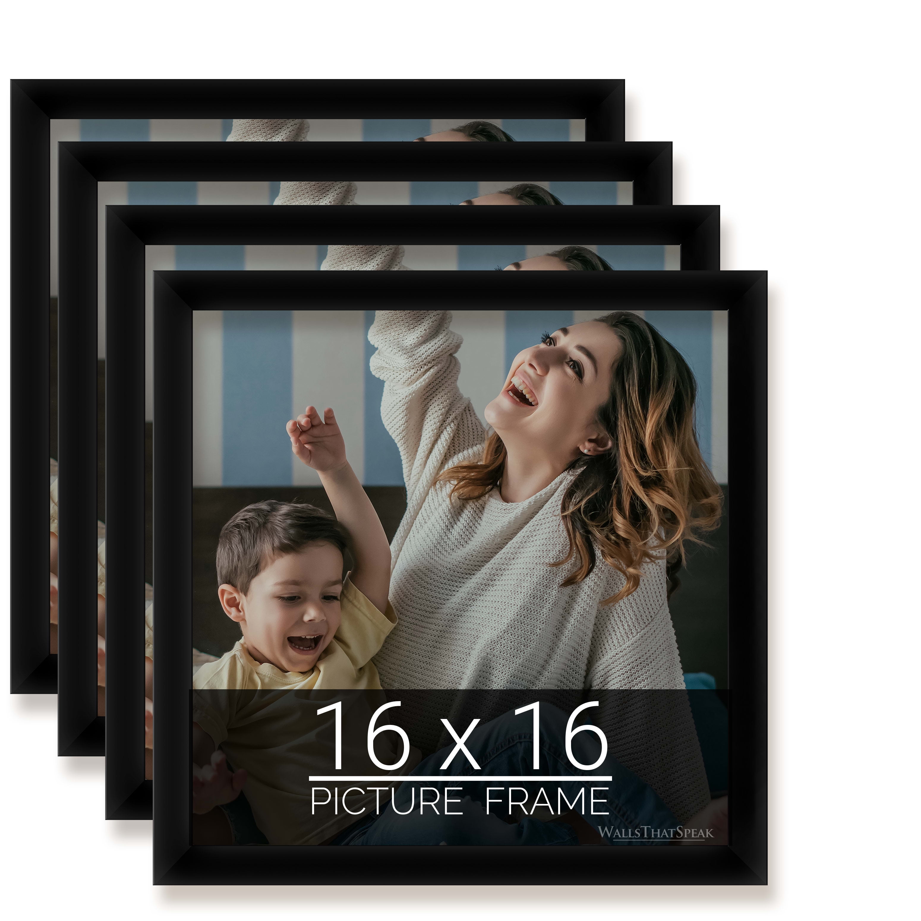 16x16 Black Composite Wood Wall Picture Frames, Set of 4