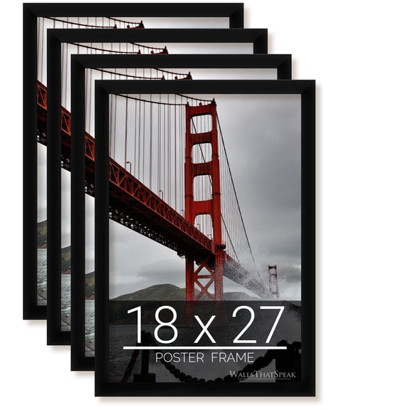 wallsthatspeak 18x27 Black Picture Frame for Puzzles Posters Photos or Artwork, Set of 4