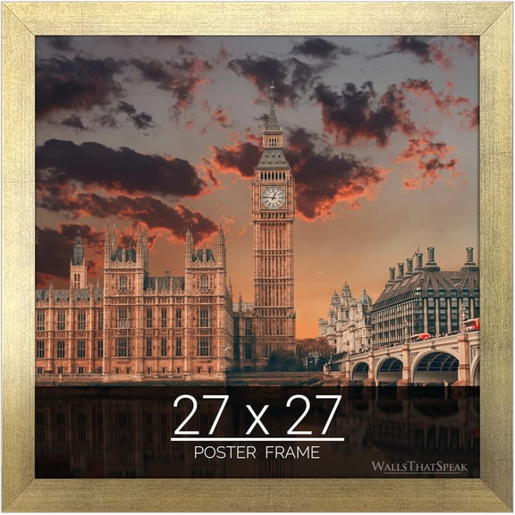 wallsthatspeak 27x27 Gold Picture Frame for Puzzles Posters Photos or Artwork