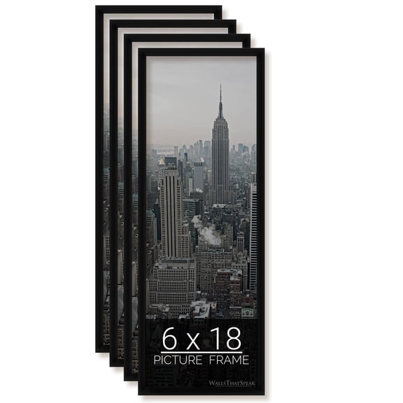 wallsthatspeak 6x18 Black Picture Frame for Puzzles Posters Photos or Artwork, Set of 4