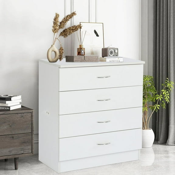 walmart-47 4 Drawer Dresser for Bedroom, Small Chests of Drawers Modern Nightstand, White Dresser Chest with 4 Storage Drawers, Dressers for Nursery, Hallway, Living Room, Closet