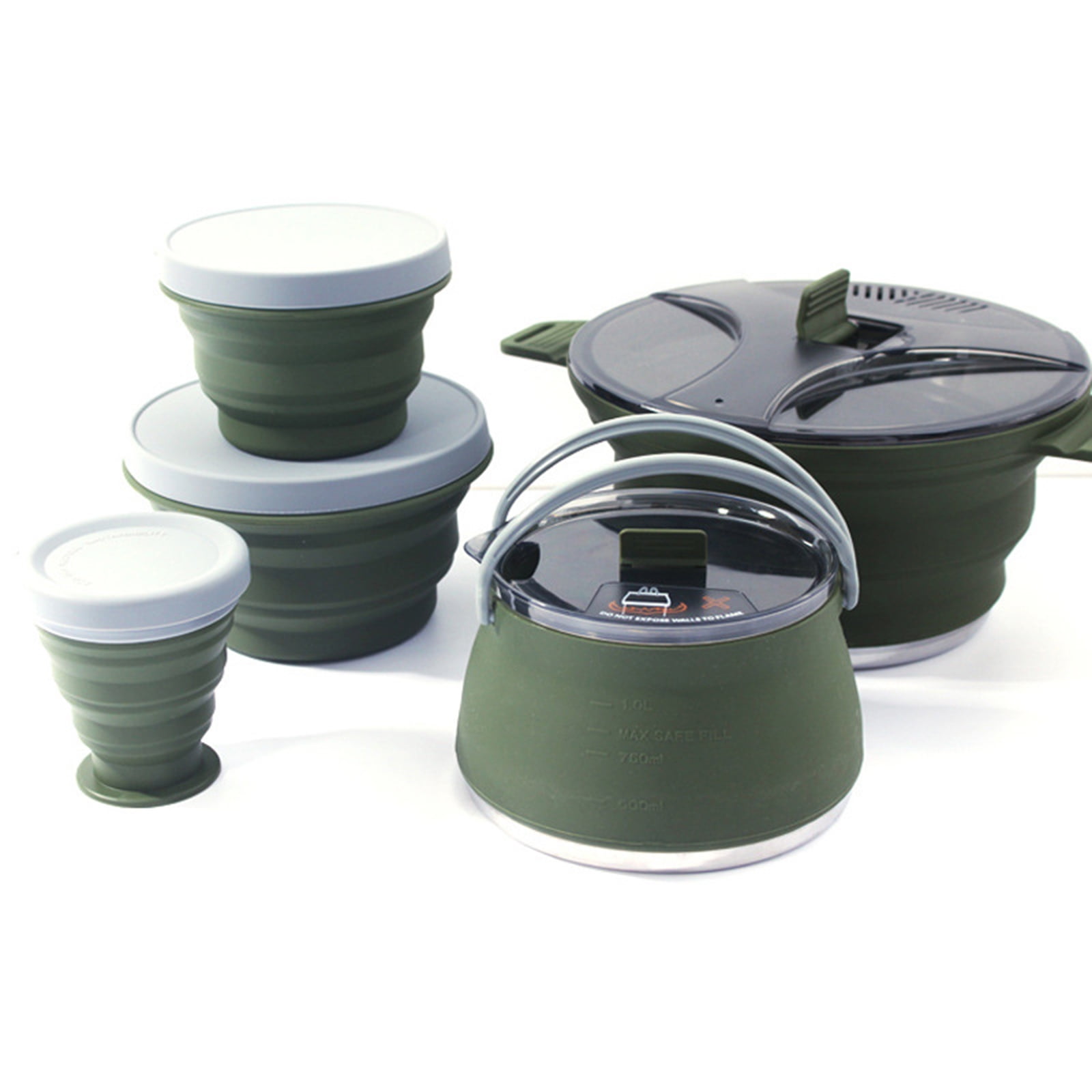 walmeck Folding Pot Set Portable Cooking Set Collapsible Cookware Set