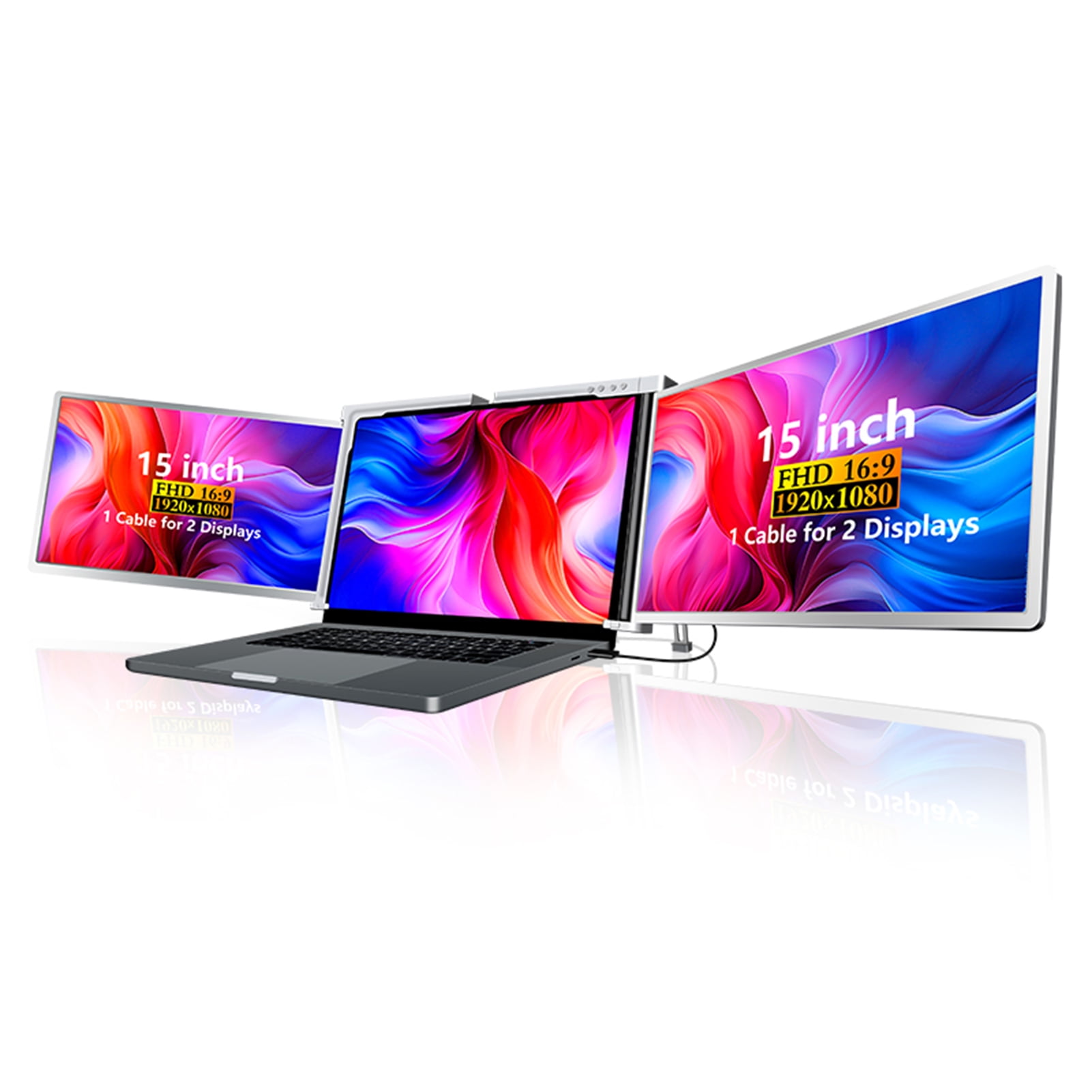 walmeck Laptop Expansion Screen, 15 inches FHD Portable Tri-screen , Dual Display with 1 Cable