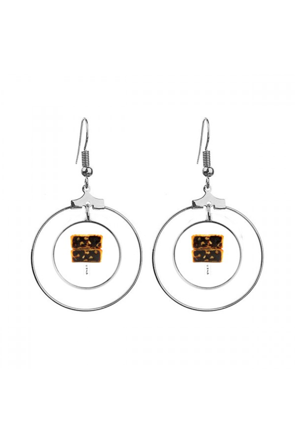 walnut moon cake mid-autumn festival earrings dangle hoop jewelry drop circle