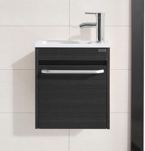 walsport 16’’ Small Bathroom Vanity Sink Combo, Wall Mount Bathroom ...