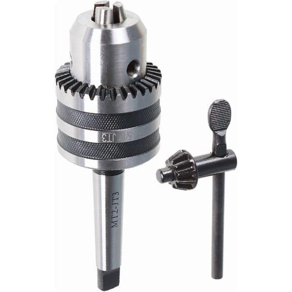 waltyotur 1/32 Inch To 5/8 Inch Super Heavy Duty Drill Chuck, with Morse Taper 2 Arbor MT2 Shank and Drill Chuck Key for Lathe, Drill Press Chuck Adapter