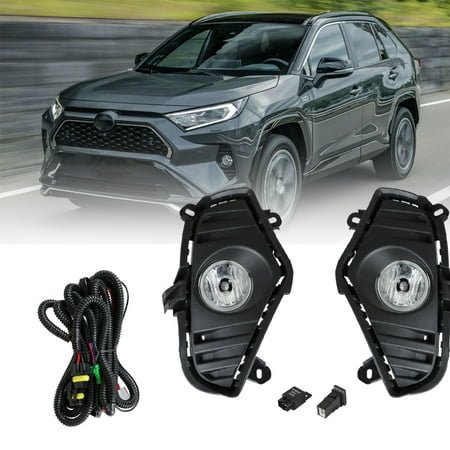 waltyotur 1 Pair of Fog Light Assembly with Bulbs Switch Wiring Kit Replacement for 2019-2021 RAV4