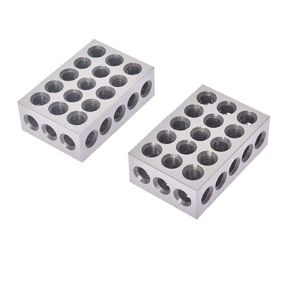 waltyotur 1 x 2 x 3 Inch Block 23 Hole Block Set Super Precision with Screw Hex Key for Milling Machine with Plastic Housing