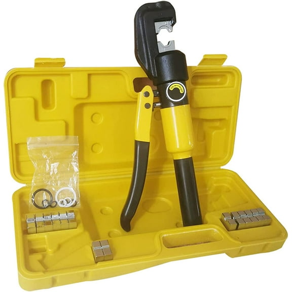 waltyotur 10 Ton Manual Hydraulic Crimper Cable Crimping Tool with 9 Crimping Conductors and Butt Joint Molds