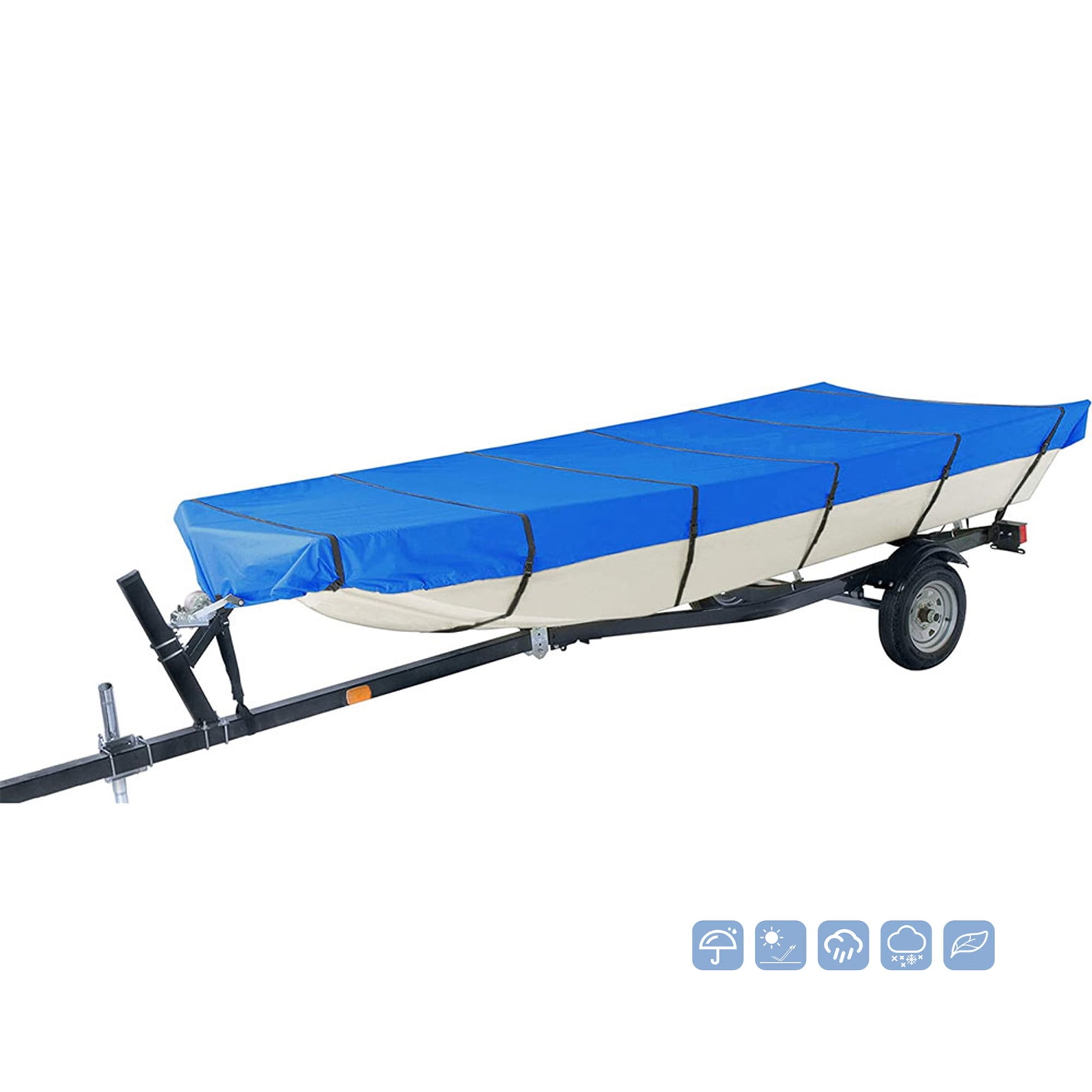 waltyotur 16FT 600D Heavy Duty Waterproof Marine Grade Trailerable Boat Cover Replacement for Jon Boat