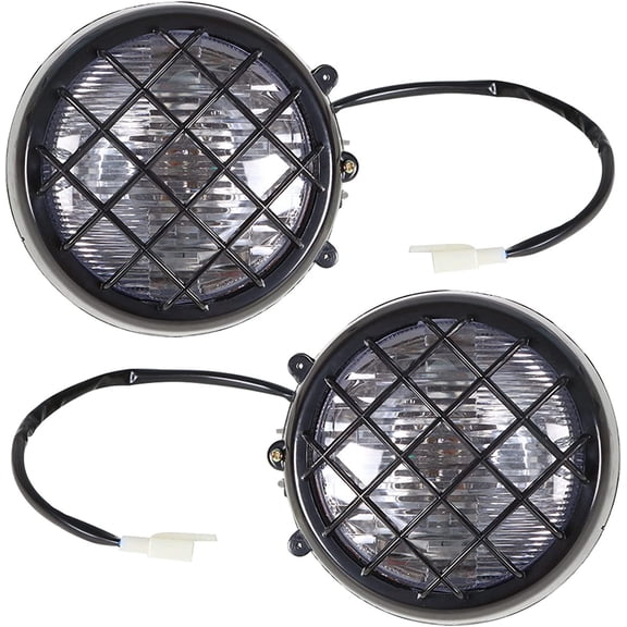 waltyotur 2x Motorcycle Headlights Replacement for Yamaha Banshee Warrior Wolverine Big Bear Kodiak 1987-2006 Lens Bulbs Lights Grills