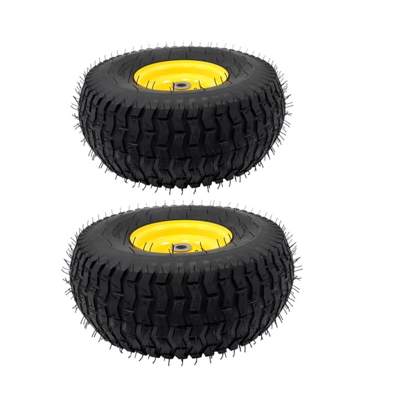 waltyotur 3 Inch Center Hub 15x6.00-6 Lawn Mower Tires Inflatable Wheels Replacement for John Deere Riding Mowers 100 and D100 Series (Set of 2)