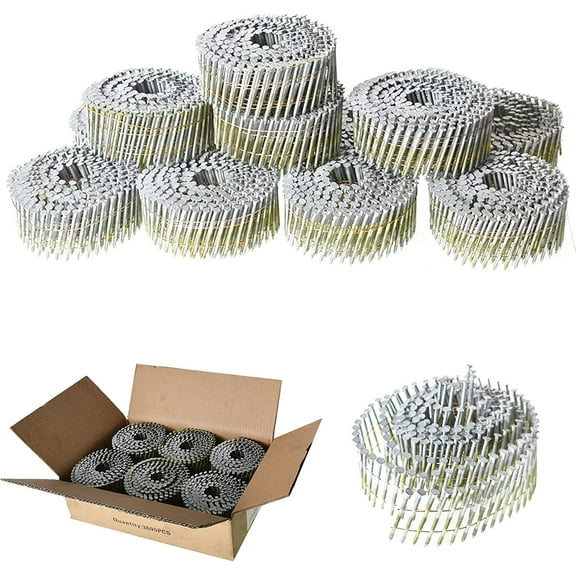 waltyotur 3600 Count 15 Degree Full Round-Head Siding Nails 1-3/4 Inch x 0.092 Inch Ring Shank, Hot-Dipped Galvanized for Rough Nailing of Lathing and Sheathing Materials