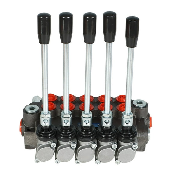 waltyotur 5 Spools Hydraulic Directional Control Valve 13 GPM Monoblock 4Way Tandem Center