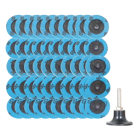 waltyotur 51Pcs 2 Inch Roll Lock Quick Change Disc, Grind Aid Quick Change Sanding Discs Aluminum Oxide Coated Die Grinder Accessories with 1/4 Inch Drill for Surface Prep and Finishing Work