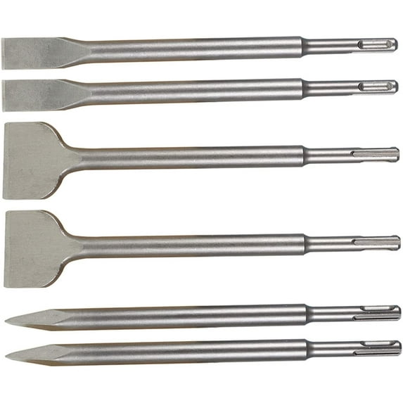 waltyotur 6 Pcs SDS Chisel Set, Rotary Hammer Drill Chisel Bits Set, Masonry Concrete Chisel Drill Bits Including Point Chisel, 20MM Flat Chisel, 40MM Flat Chisel