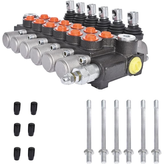 waltyotur 6 Spool Hydraulic Control Valve 13GPM 3600 PSI SAE PortsDouble Acting Control Monoblock Valve for Tractor Loader