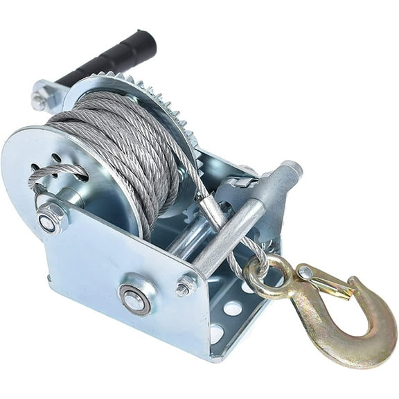 waltyotur 600 LB Manual Crank Winch High Carbon Steel Heavy Winch with 8M Wire Rope Suitable for Marine Trailer or ATV Silver
