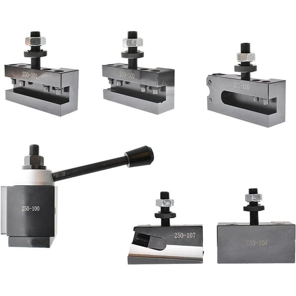 waltyotur 6Pcs 250-100 Piston Type Tool Post Set AXA Tool Post Set Quick Change Tool Post Holder Set Swing 6-12 Inch