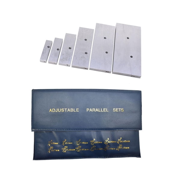 waltyotur 6Pcs Adjustable Parallel Set 3/8-2-1/4 Industrial Tools Hardened Steel Precision Parallel Set for Layout Inspection